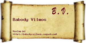 Babody Vilmos névjegykártya